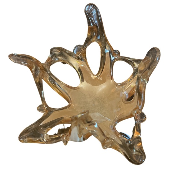 MURANO Style Art Glass Stretch Champagne Color Bowl Candy Dish Trinket Dish - Picture 2 of 5